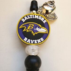 Handmade Baltimore Ravens Football Beaded Silicone Focal Bead Pen
